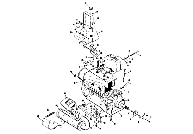Parts Diagram for Arctic Cat 1974 VIP 440 SNOWMOBILE ENGINE AND RELATED PARTS