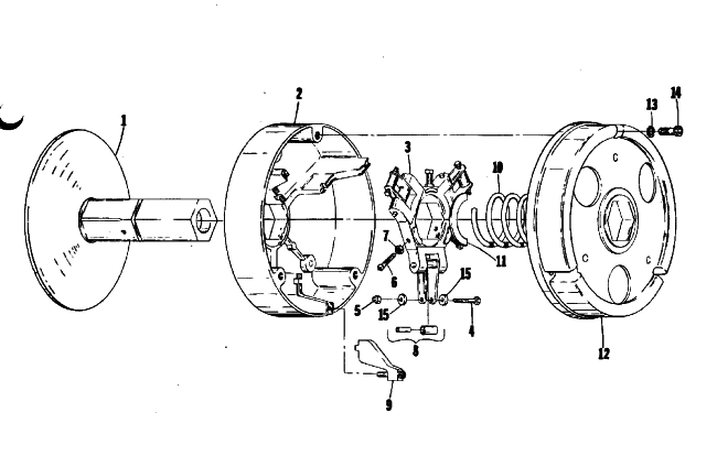 Parts Diagram for Arctic Cat 1974 PANTHER 440 SNOWMOBILE DRIVE CLUTCH