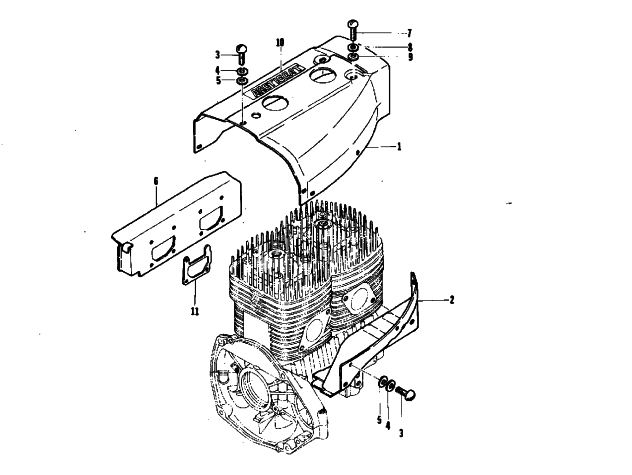 Parts Diagram for Arctic Cat 1974 PANTHER 340 SNOWMOBILE CYLINDER COVER