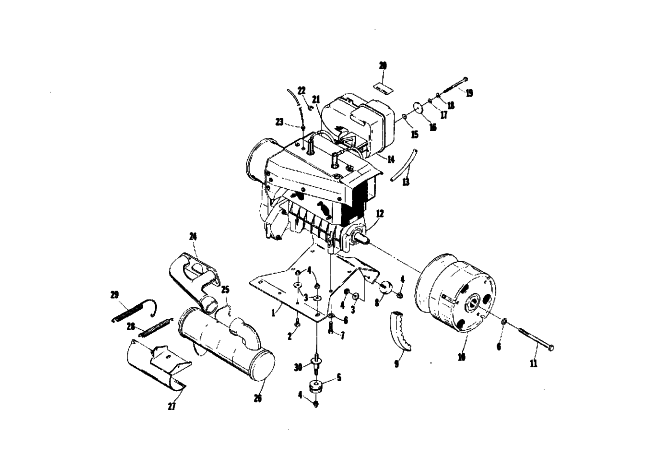 Parts Diagram for Arctic Cat 1974 PANTHER 340 SNOWMOBILE ENGINE AND RELATED PARTS