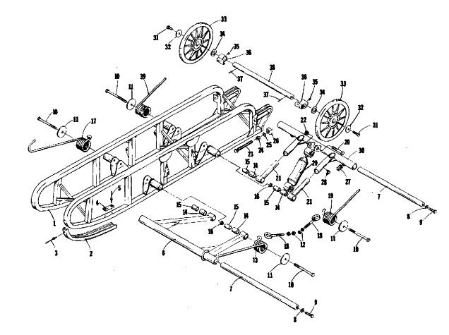 Parts Diagram for Arctic Cat 1974 PANTHER 440 SNOWMOBILE UNDERCARRIAGE