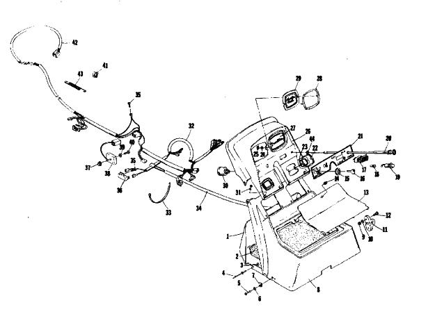 Parts Diagram for Arctic Cat 1974 PANTHER 440 SNOWMOBILE CONSOLE AND WIRING