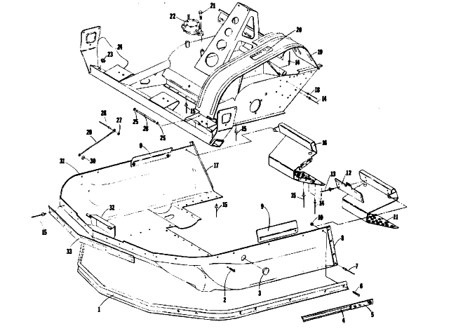 Parts Diagram for Arctic Cat 1974 EL TIGRE 295 SNOWMOBILE BELLY PAN AND FRONT FRAME