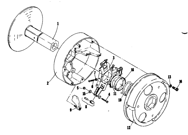 Parts Diagram for Arctic Cat 1974 PANTHER 340 SNOWMOBILE DRIVE CLUTCH