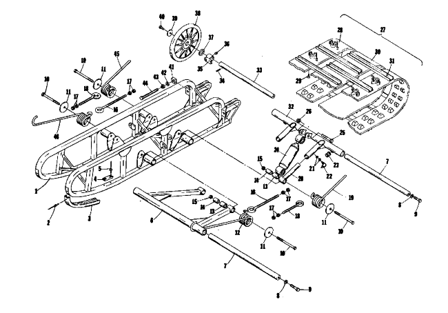 Parts Diagram for Arctic Cat 1975 CHEETAH (Wankel) SNOWMOBILE UNDERCARRIAGE AND TRACK
