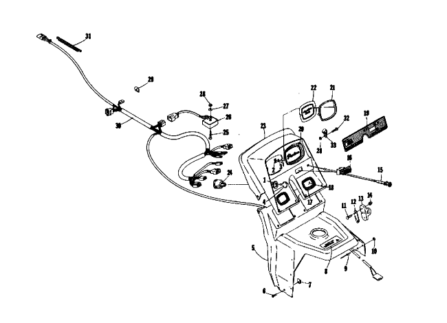 Parts Diagram for Arctic Cat 1975 PANTERA 440 SNOWMOBILE CONSOLE AND WIRING