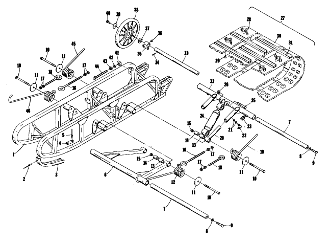Parts Diagram for Arctic Cat 1975 CHEETAH 340 SNOWMOBILE UNDERCARRIAGE AND TRACK