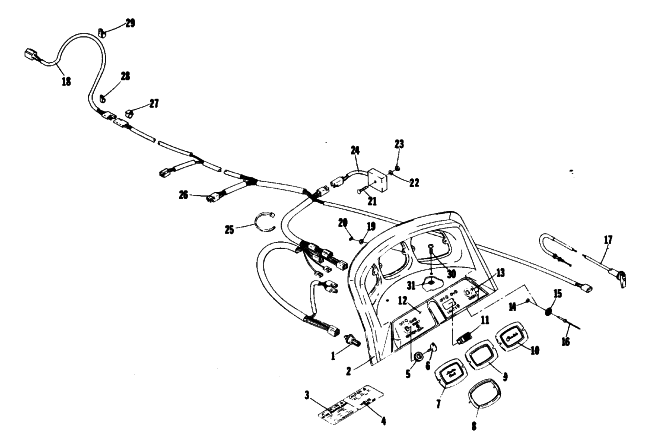 Parts Diagram for Arctic Cat 1976 CHEETAH 500 SNOWMOBILE CONSOLE AND WIRING