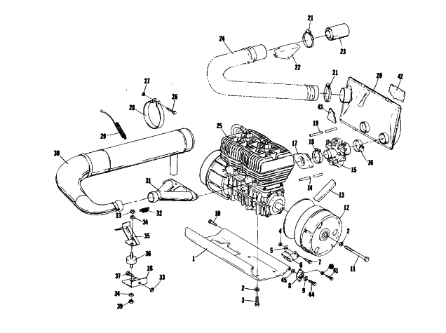 Parts Diagram for Arctic Cat 1976 PANTERA SNOWMOBILE ENGINE AND RELATED PARTS
