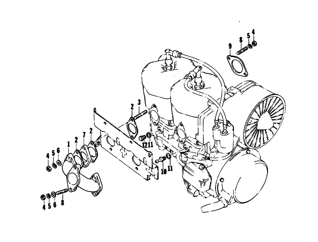 Parts Diagram for Arctic Cat 1976 PANTHER 440 SNOWMOBILE INTAKE MANIFOLD