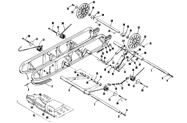 Parts Diagram for Arctic Cat 1976 PANTHER 500 SNOWMOBILE UNDERCARRIAGE AND TRACK