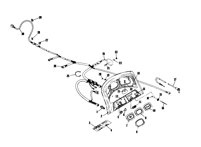 Parts Diagram for Arctic Cat 1976 PANTHER 440 SNOWMOBILE CONSOLE AND WIRING
