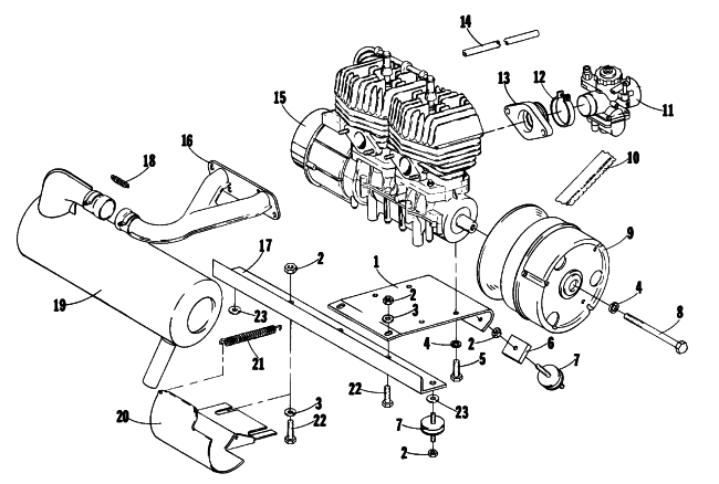 Parts Diagram for Arctic Cat 1976 JAG 275 SNOWMOBILE ENGINE MOUNTING PARTS