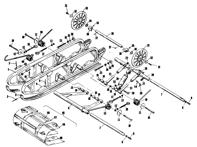 Parts Diagram for Arctic Cat 1976 JAG 340 SNOWMOBILE UNDERCARRIAGE AND TRACK