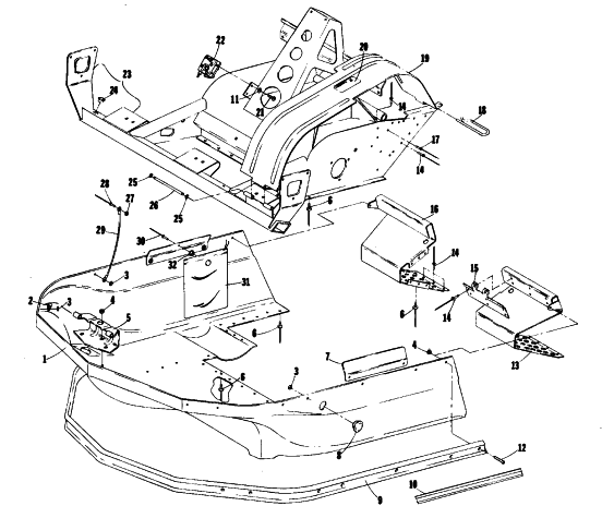 Parts Diagram for Arctic Cat 1976 JAG 275 SNOWMOBILE BELLY PAN AND FRONT FRAME