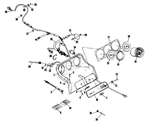 Parts Diagram for Arctic Cat 1976 EL TIGRE 440 SNOWMOBILE CONSOLE AND WIRING