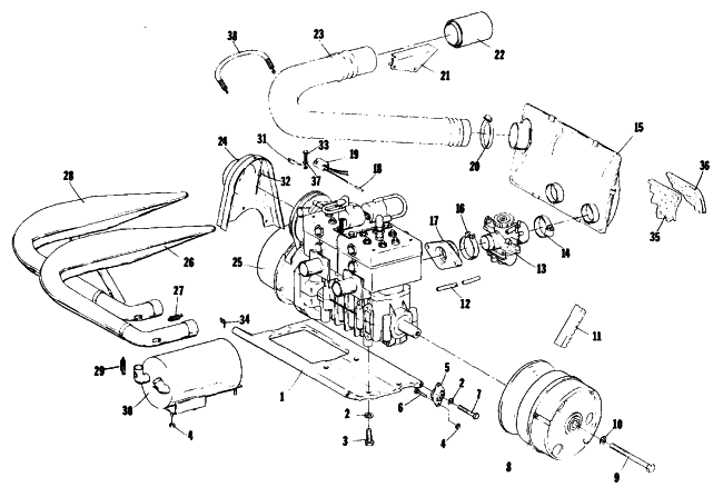 Parts Diagram for Arctic Cat 1976 ARCTIC Z 250 SNOWMOBILE ENGINE AND RELATED PARTS