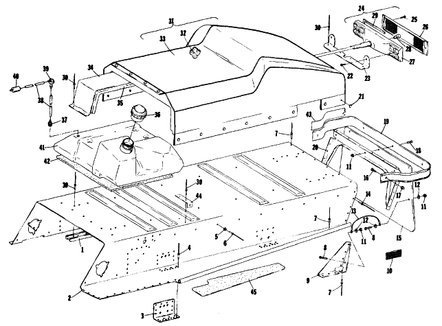 Parts Diagram for Arctic Cat 1976 ARCTIC Z 250 SNOWMOBILE BODY AND RELATED PARTS
