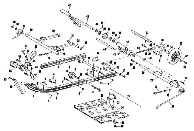 Parts Diagram for Arctic Cat 1976 ARCTIC Z 440 SNOWMOBILE UNDERCARRIAGE AND TRACK