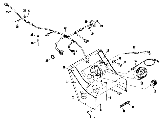 Parts Diagram for Arctic Cat 1976 ARCTIC Z 440 SNOWMOBILE CONSOLE AND WIRING