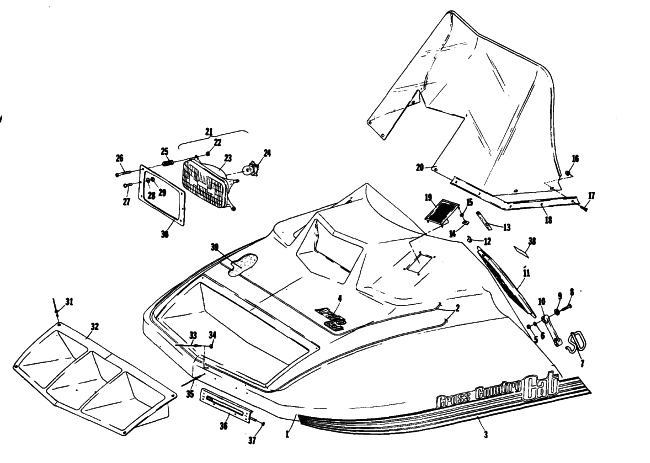 Parts Diagram for Arctic Cat 1976 CROSS COUNTRY CAT SNOWMOBILE HOOD