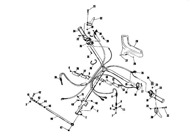 Parts Diagram for Arctic Cat 1976 CROSS COUNTRY CAT SNOWMOBILE STEERING