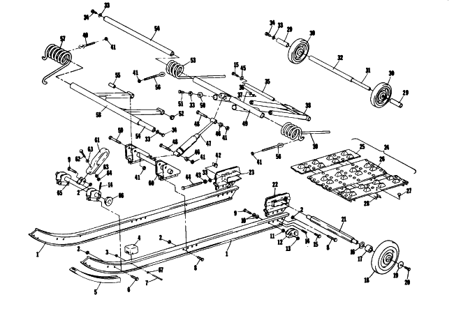 Parts Diagram for Arctic Cat 1976 CROSS COUNTRY CAT SNOWMOBILE UNDERCARRIAGE AND TRACK