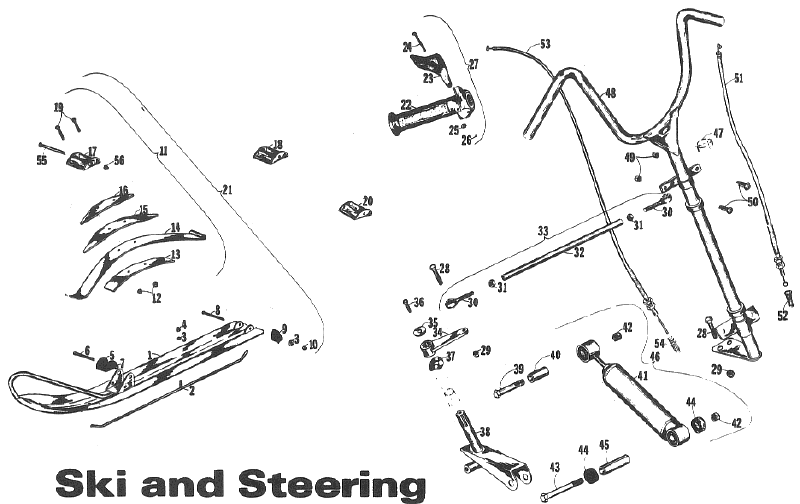 Parts Diagram for Arctic Cat 1971 EXTEXTSpecialKingKat SNOWMOBILE SKI AND STEERING