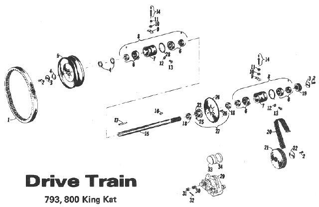 Parts Diagram for Arctic Cat 1971 EXTEXTSpecialKingKat SNOWMOBILE DRIVE TRAIN 793, 800 King Kat