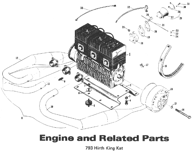 Parts Diagram for Arctic Cat 1971 EXTEXTSpecialKingKat SNOWMOBILE ENGINE AND RELATED PARTS 793 Hirth King Kat