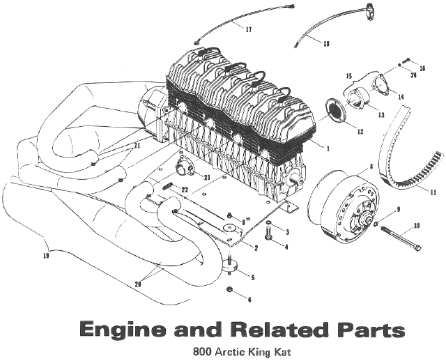 Parts Diagram for Arctic Cat 1971 EXTEXTSpecialKingKat SNOWMOBILE ENGINE AND RELATED PARTS 800 King Kat