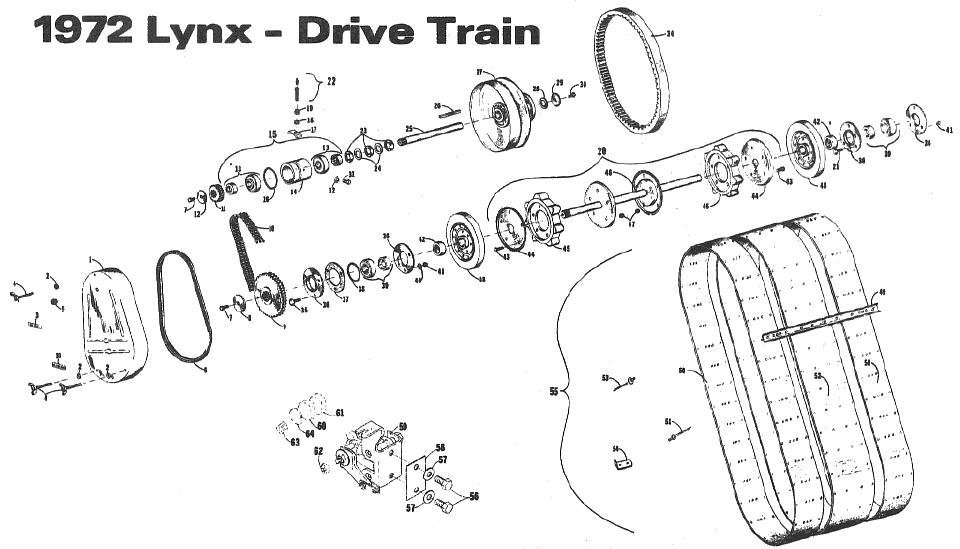Parts Diagram for Arctic Cat 1972 Lynx SNOWMOBILE Drive Train