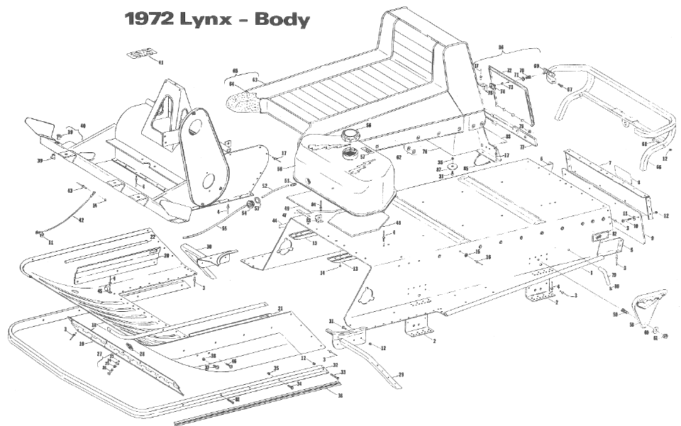 Parts Diagram for Arctic Cat 1972 Lynx SNOWMOBILE Body