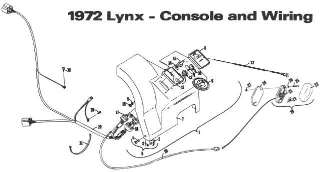 Parts Diagram for Arctic Cat 1972 Lynx SNOWMOBILE Console and Wiring