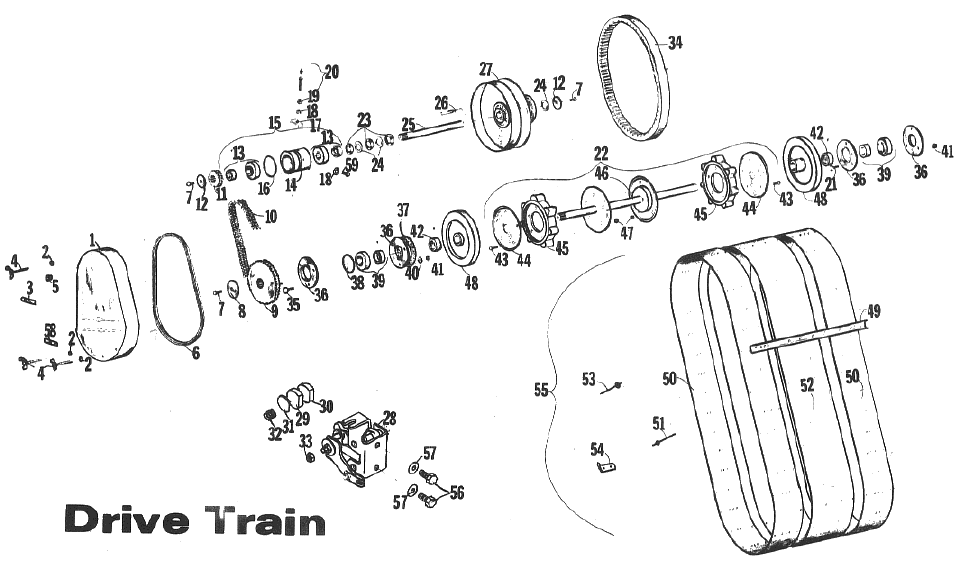 Parts Diagram for Arctic Cat 1972 Panther SNOWMOBILE Drive Train