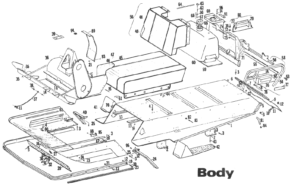 Parts Diagram for Arctic Cat 1972 Panther SNOWMOBILE Body