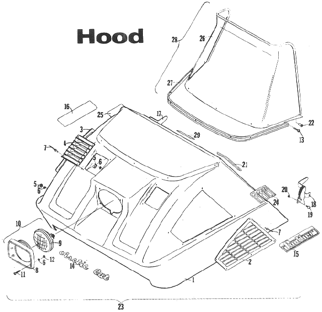 Parts Diagram for Arctic Cat 1972 Panther SNOWMOBILE Hood
