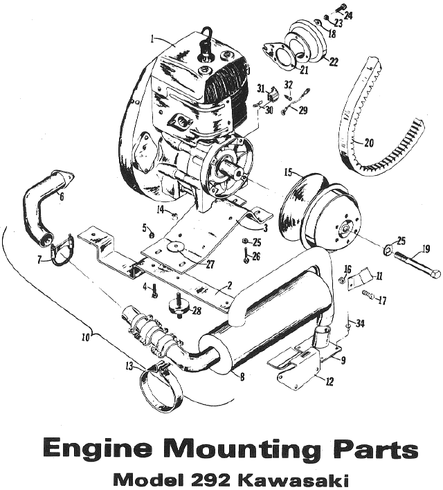 Parts Diagram for Arctic Cat 1972 Panther SNOWMOBILE Engine Mounting Parts (Model 292 Kawasaki)