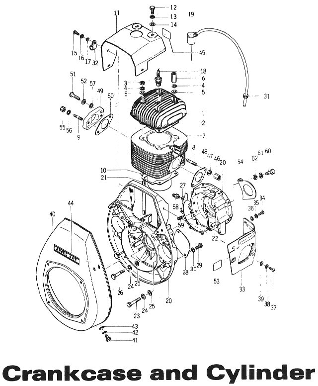 Parts Diagram for Arctic Cat 1972 Panther SNOWMOBILE Crankcase and Cylinder
