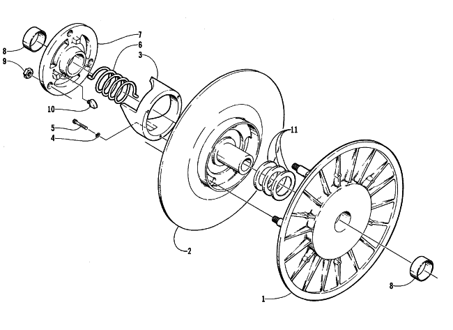 Parts Diagram for Arctic Cat 1995 PANTHER DELUXE SNOWMOBILE DRIVEN CLUTCH