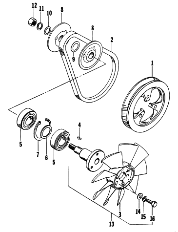 Parts Diagram for Arctic Cat 1996 PUMA DELUXE SNOWMOBILE COOLING FAN