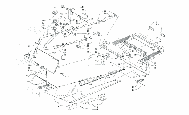 Parts Diagram for Arctic Cat 1990 PROWLER SNOWMOBILE TUNNEL, COOLING, AND REAR BUMPER