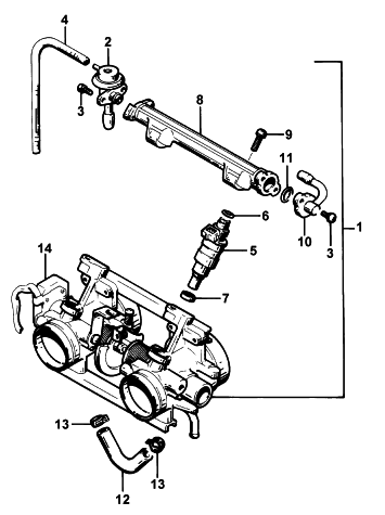 Parts Diagram for Arctic Cat 1996 WILDCAT SNOWMOBILE THROTTLE BODY ASSEMBLY