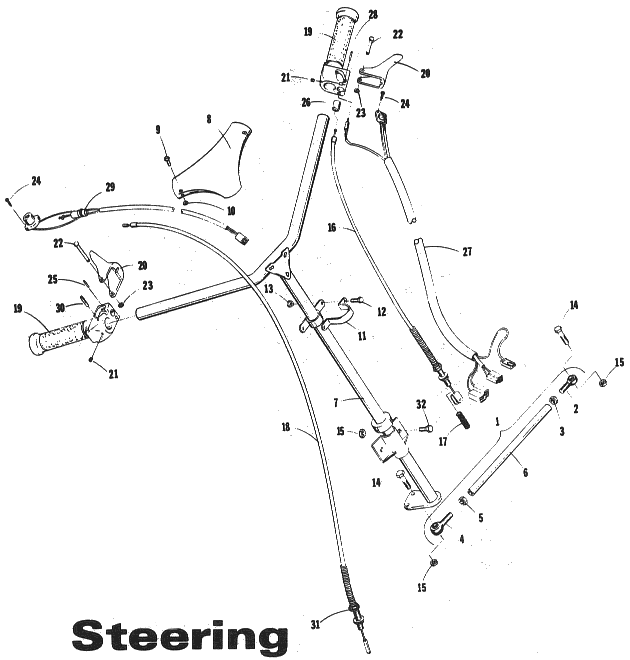 Parts Diagram for Arctic Cat 1973 Panther SNOWMOBILE STEERING