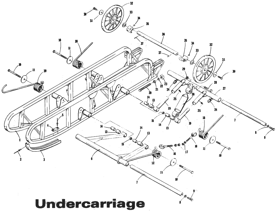 Parts Diagram for Arctic Cat 1973 Panther SNOWMOBILE UNDERCARRIAGE