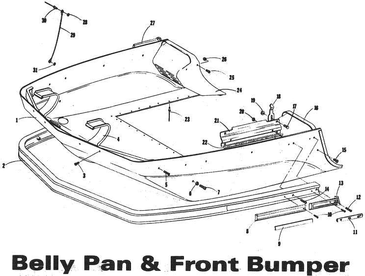 Parts Diagram for Arctic Cat 1973 Panther SNOWMOBILE BELLY PAN & FRONT BUMPER