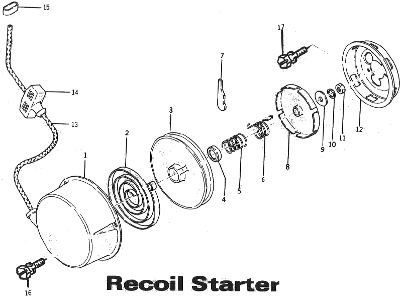 Parts Diagram for Arctic Cat 1973 Panther SNOWMOBILE RECOIL STARTER