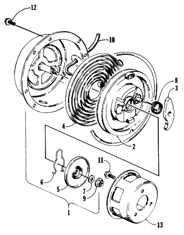 Parts Diagram for Arctic Cat 1993 LYNX SNOWMOBILE RECOIL STARTER