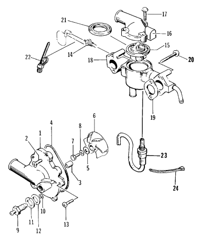 Parts Diagram for Arctic Cat 1996 EXT EFI MOUNTAIN CAT SNOWMOBILE WATER PUMP/WATER MANIFOLD