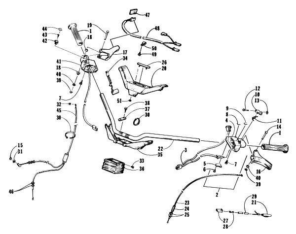 Parts Diagram for Arctic Cat 1996 PUMA DELUXE SNOWMOBILE HANDLEBAR ASSEMBLY